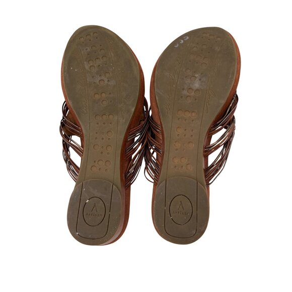 Clarks Artisan Collection Women's Brown Leather Woven Strap Sandals Size 8.5 - Picture 5 of 7